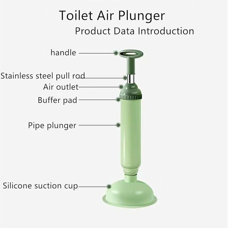 NYCTAN Toilet Cleaner Drain Dredger Pump Air High Pressure Plunger for Toilet, Bathroom, Sink, washroom, unblock with One Loose and One Push Black Color (Green) - Image 4