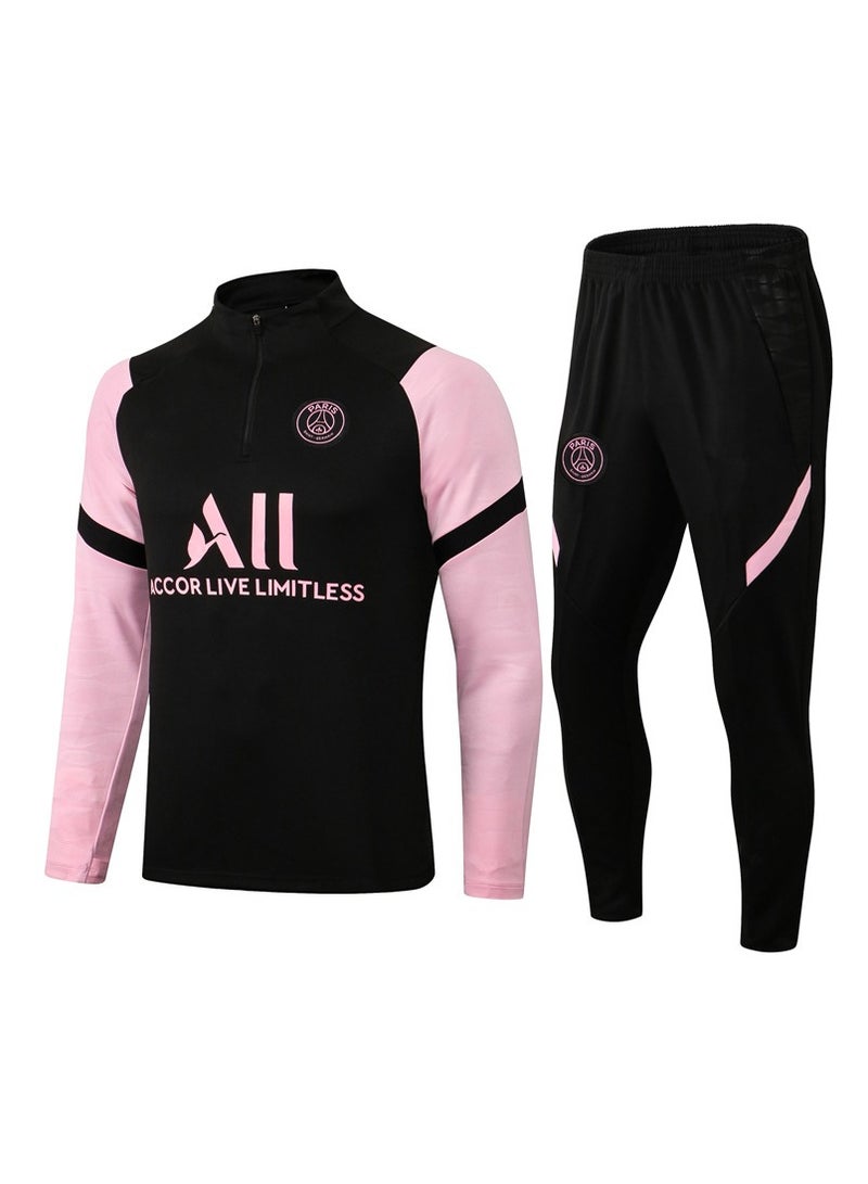 general Paris Black Pink Sleeve Training Jersey Football Jersey, Football Jersey/Trousers Gift Set Adult Size, Gifts for Fan Friends - Image 1