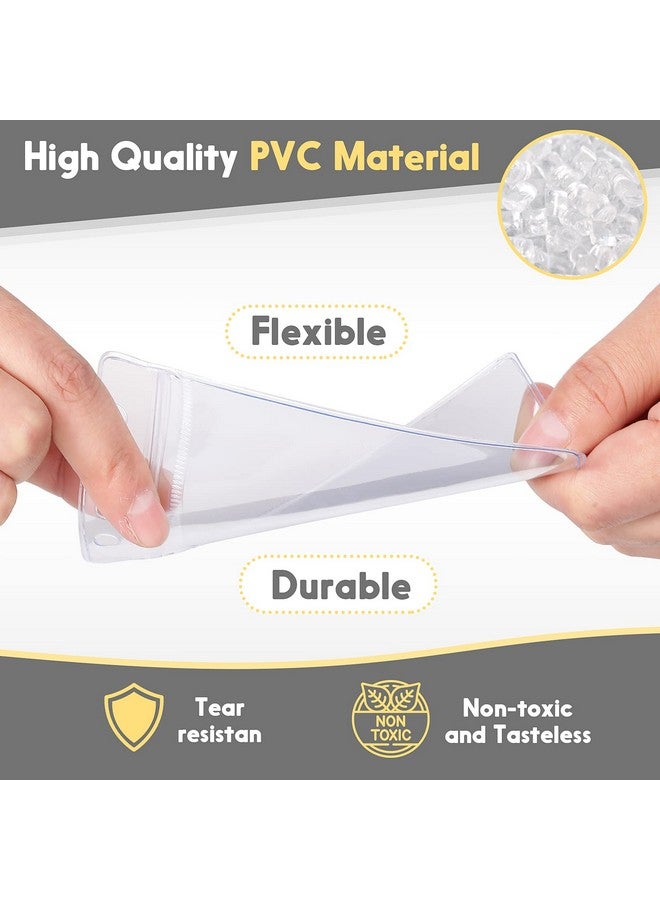 مارسبارك 300 قطعة من حاملات بطاقات الهوية البلاستيكية الشفافة الأفقية مع سحاب قابل لإعادة الإغلاق مقاوم للماء من مادة البولي فينيل كلوريد الشفافة للمكتب والمدرسة (أفقي) - Image 5