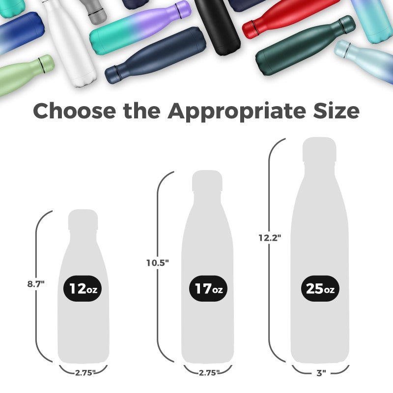Volhoply 25oz Insulated Water Bottle 1/2/4 Pack, Double Wall Stainless Steel Vacuum Bottles, Keeps Cold & Hot, BPA Free Leak Proof Bottles (Black,1 Pack) - Image 2