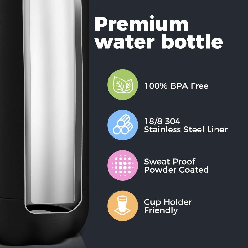 Volhoply 25oz Insulated Water Bottle 1/2/4 Pack, Double Wall Stainless Steel Vacuum Bottles, Keeps Cold & Hot, BPA Free Leak Proof Bottles (Black,1 Pack) - Image 4