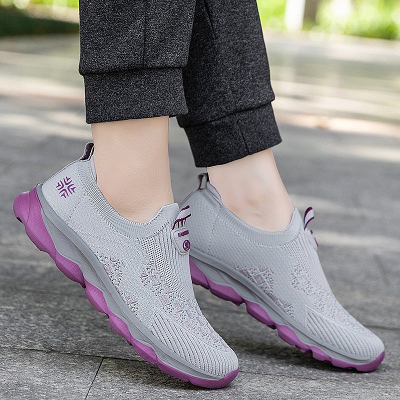 Summer Women'S Hollow-Out Slip-On Safety Shoes For The Elderly Middle-Aged Casual Walking Shoes Breathable Fly-Woven Mesh Shoes For Mothers - Image 5