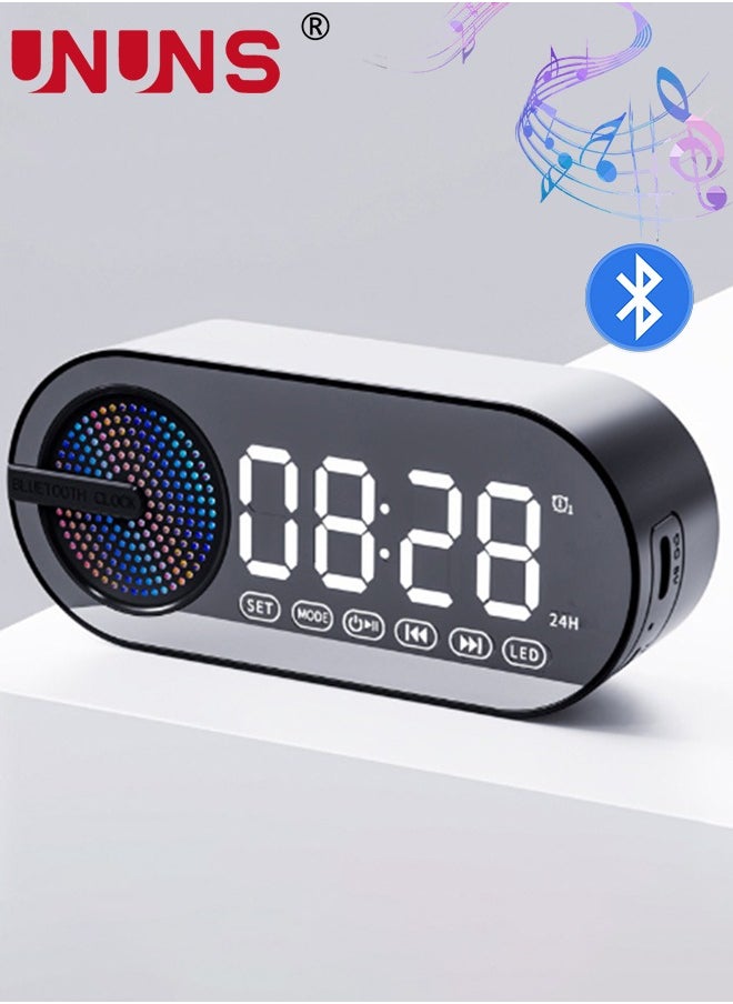 UNUNS - ساعة تنبيه رقمية LED، ساعة مكتبية وساعة بجانب السرير مع راديو FM، شاشة LED كبيرة، مكبر صوت بلوتوث مع ضوء ليلي وميزة الغفوة، ساعة تنبيه قابلة للشحن للغرف والمكاتب - Image 1