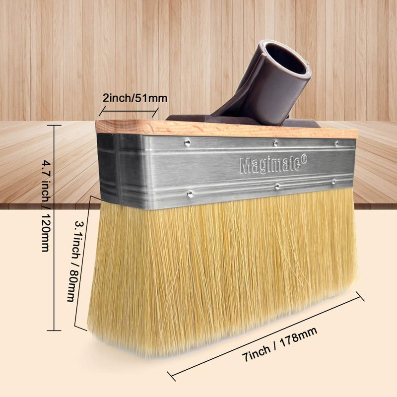 Magimate Deck Brush Stain Applicator by Magimate - Thick Soft Large Paint Brush Head with Threads for Extension to Apply Stain and Sealers on Wood Deck Floor Fence Walls - 7 Inch Wide - Image 2