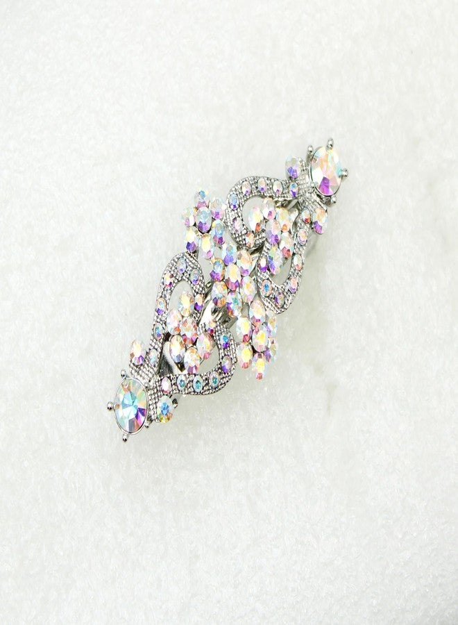 Faship AB Rhinestone Crystal Floral Double Hearts Hair Barrette Clip - Image 3