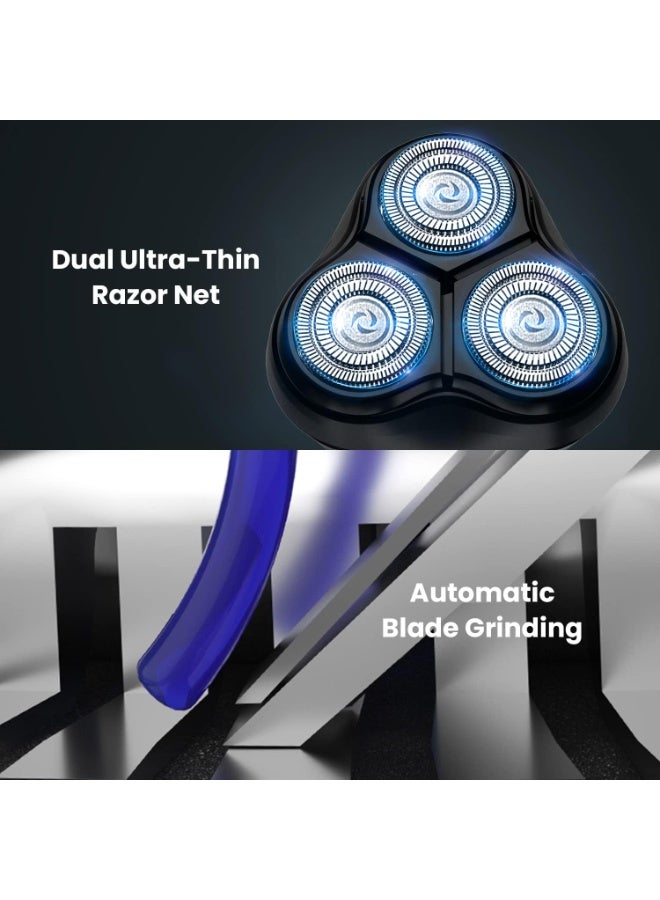 ENCHEN Blackstone-C Electric Shaver for Men, USB Rechargeable Waterproof Razor with 3D Floating Rotary Blades, Pop-up Trimmer, Cordless Washable Grooming Kit for Face and Beard - Image 4