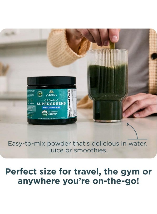 Ancient Nutrition Organic SuperGreens Powder with Probiotics, Organic Multivitamin Greens, Made from Real Fruits, Vegetables and Herbs, Digestive and Energy Support, 12 Servings, 3.6oz - Image 3
