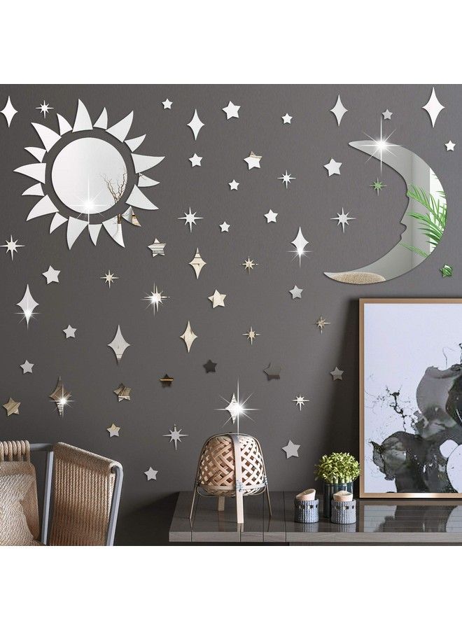 Amaonm Removable 3D Acrylic Mirror Surface Crystal Moon And Stars Wall Decal Diy Home Art Decor Wall Sticker Murals For Kids Boys And Girls Bedroom Room Ceiling Bathroom Tv Background - Image 5