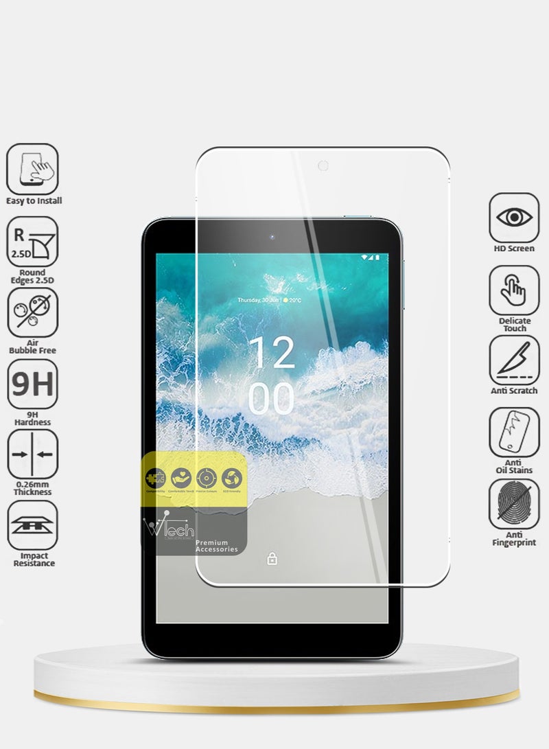 دبليو تيك واقي شاشة من الزجاج المقوى من نوكيا T10 تاب 8 بوصة 2022 برو بلس سيريز (TSG9CN) - شفاف - Image 2