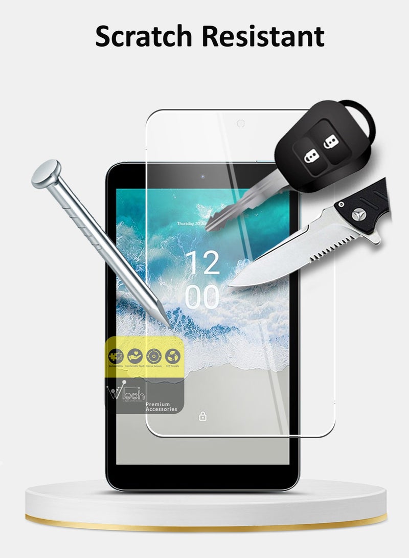 دبليو تيك واقي شاشة من الزجاج المقوى من نوكيا T10 تاب 8 بوصة 2022 برو بلس سيريز (TSG9CN) - شفاف - Image 4