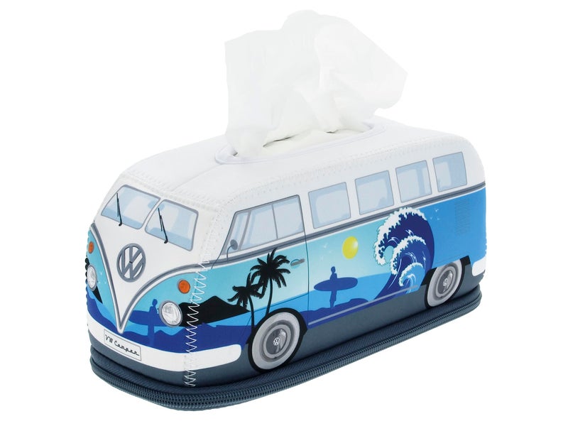 BRISA VW Collection - Volkswagen Neoprene Holder-Dispenser for Paper Tissues, Cosmetic Tissues or Napkins in T1 Bus Campervan Design (Surf/Blue) - Image 1