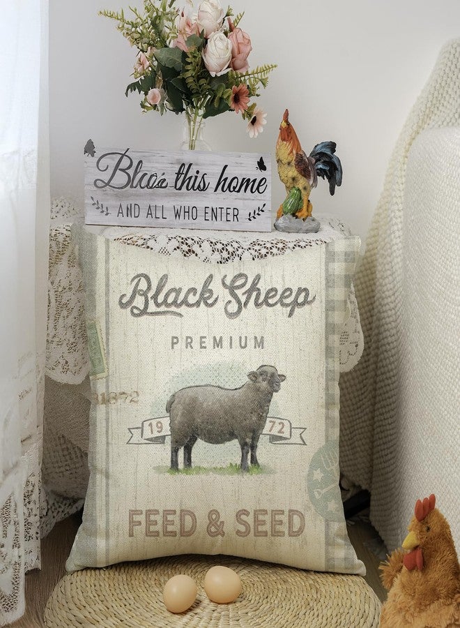 Faromily Vintage Farmhouse Animal Pillow Covers 18x18 Set of 4 Rustic Retro Farmer's Market Truck Rooster Sheep Feed Seed Premium Poultry Farm Home Décor Throw Pillow Case Cushion Cover (18" X 18") - Image 3