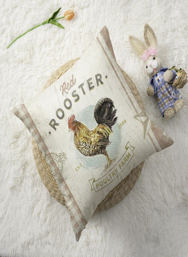Faromily Vintage Farmhouse Animal Pillow Covers 18x18 Set of 4 Rustic Retro Farmer's Market Truck Rooster Sheep Feed Seed Premium Poultry Farm Home Décor Throw Pillow Case Cushion Cover (18" X 18") - Image 5