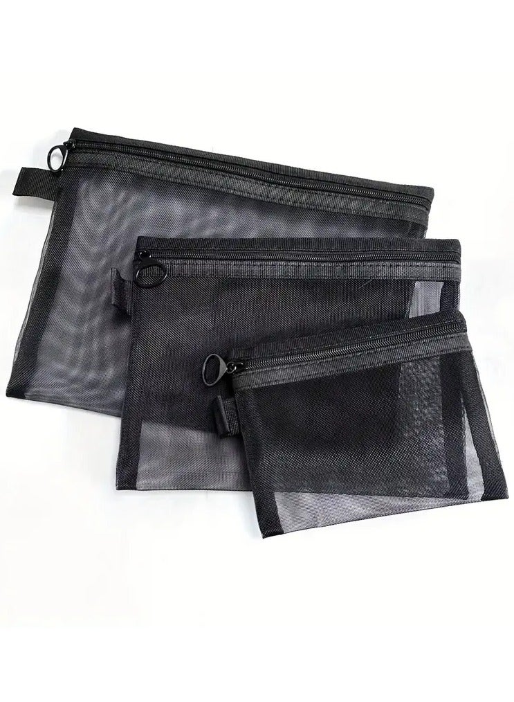 Rozino Lightweight Mesh Travel Toiletry Bag Set with Zipper Closure - Fabric Makeup Organizer Bags for Cosmetics, Accessories - Hand Washable Minimalist Design - Multipurpose Coin Purses & Organizers  - Image 1