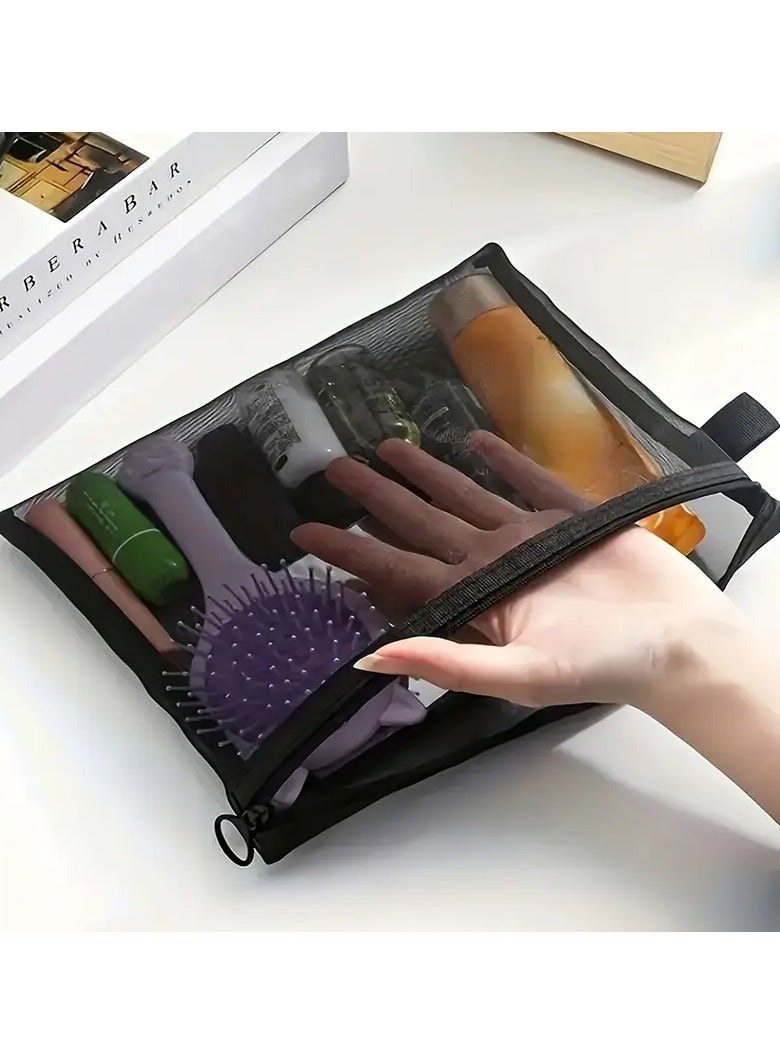 Rozino Lightweight Mesh Travel Toiletry Bag Set with Zipper Closure - Fabric Makeup Organizer Bags for Cosmetics, Accessories - Hand Washable Minimalist Design - Multipurpose Coin Purses & Organizers  - Image 3