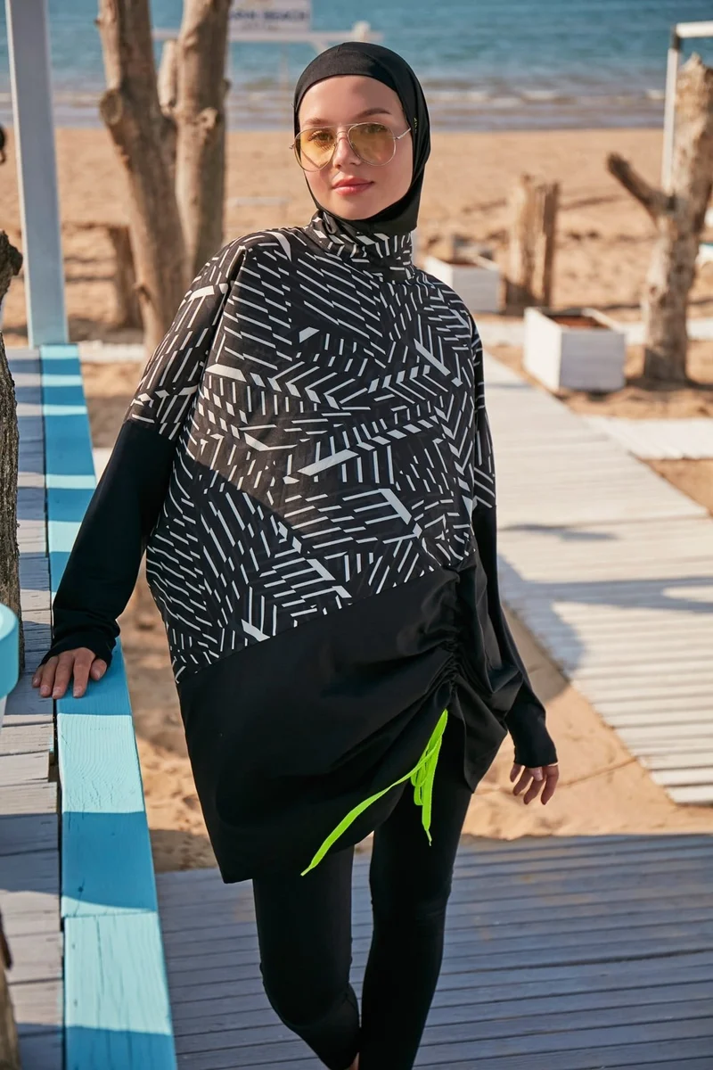 Marina Parachute Black Fully Covered Hijab Swimsuit M2327