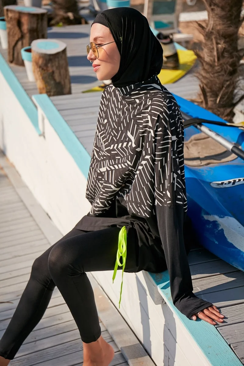 Marina Parachute Black Fully Covered Hijab Swimsuit M2327