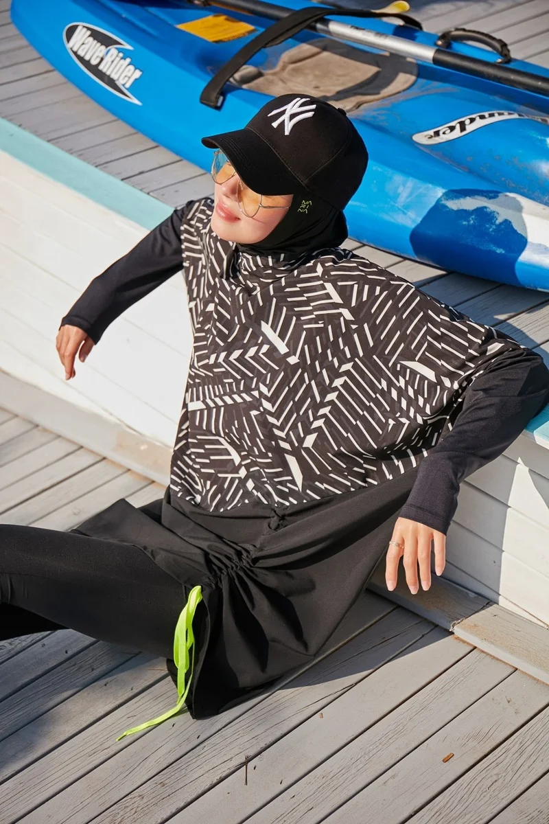 Marina Parachute Black Fully Covered Hijab Swimsuit M2327