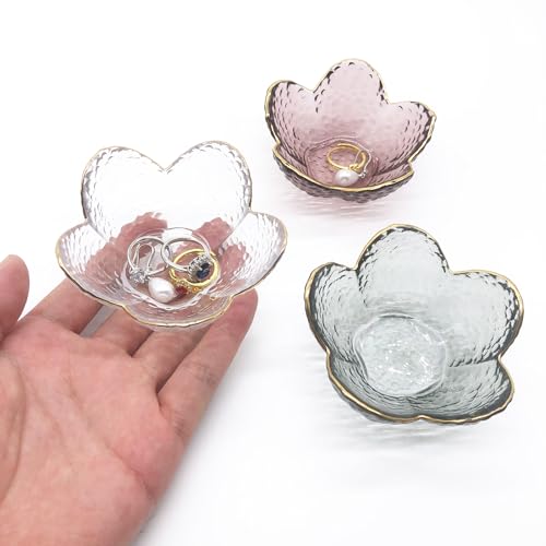 BESSKON Small Ring Dish Jewelry Bowl, Glass Jewelry Dish Trinket Bowl, Crystal Ring Holder Dish Jewelry Plate, Nightstand Decor Jewelry Holder Dish, Engagement Gift Jewelry Tray Dish for Rings, Keys - Image 3