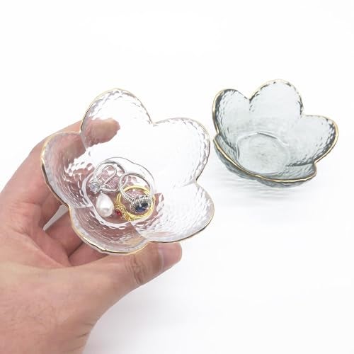 BESSKON Small Ring Dish Jewelry Bowl, Glass Jewelry Dish Trinket Bowl, Crystal Ring Holder Dish Jewelry Plate, Nightstand Decor Jewelry Holder Dish, Engagement Gift Jewelry Tray Dish for Rings, Keys - Image 4
