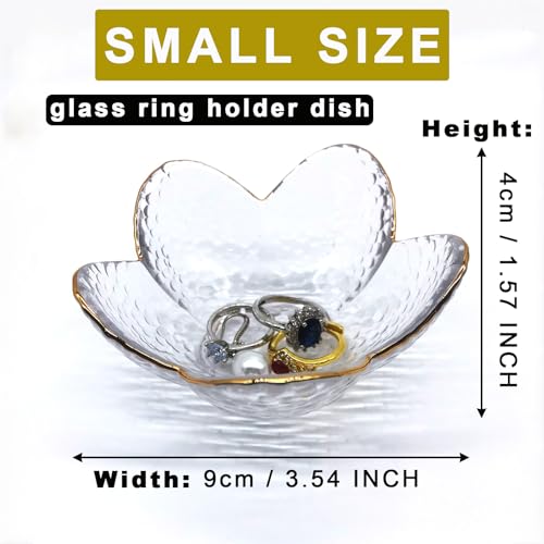 BESSKON Small Ring Dish Jewelry Bowl, Glass Jewelry Dish Trinket Bowl, Crystal Ring Holder Dish Jewelry Plate, Nightstand Decor Jewelry Holder Dish, Engagement Gift Jewelry Tray Dish for Rings, Keys - Image 2