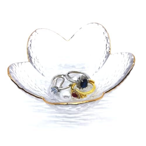 BESSKON Small Ring Dish Jewelry Bowl, Glass Jewelry Dish Trinket Bowl, Crystal Ring Holder Dish Jewelry Plate, Nightstand Decor Jewelry Holder Dish, Engagement Gift Jewelry Tray Dish for Rings, Keys - Image 5