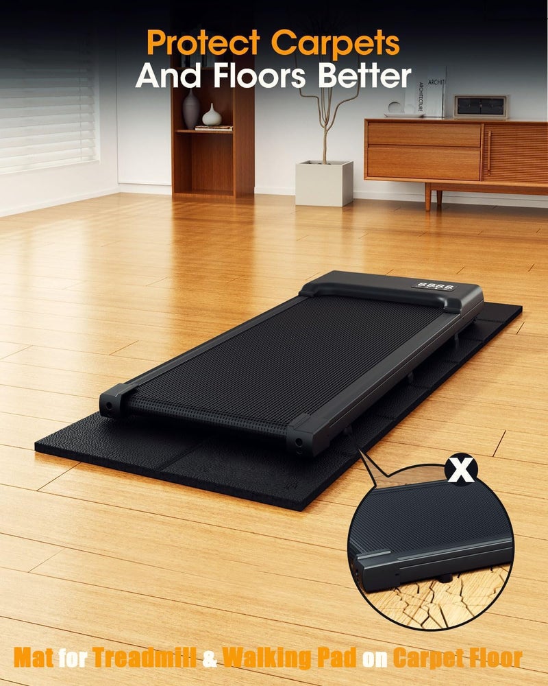 THAILE Treadmill Walking Pad Mat for Carpet, for Hardwood Floors, 68"x24", Mat for Under Treadmill/Walking pad/Bike on Carpet, 1/5" Thick Exercise Equipment Mat, No Slip, Noise Shock Absorption - Image 5