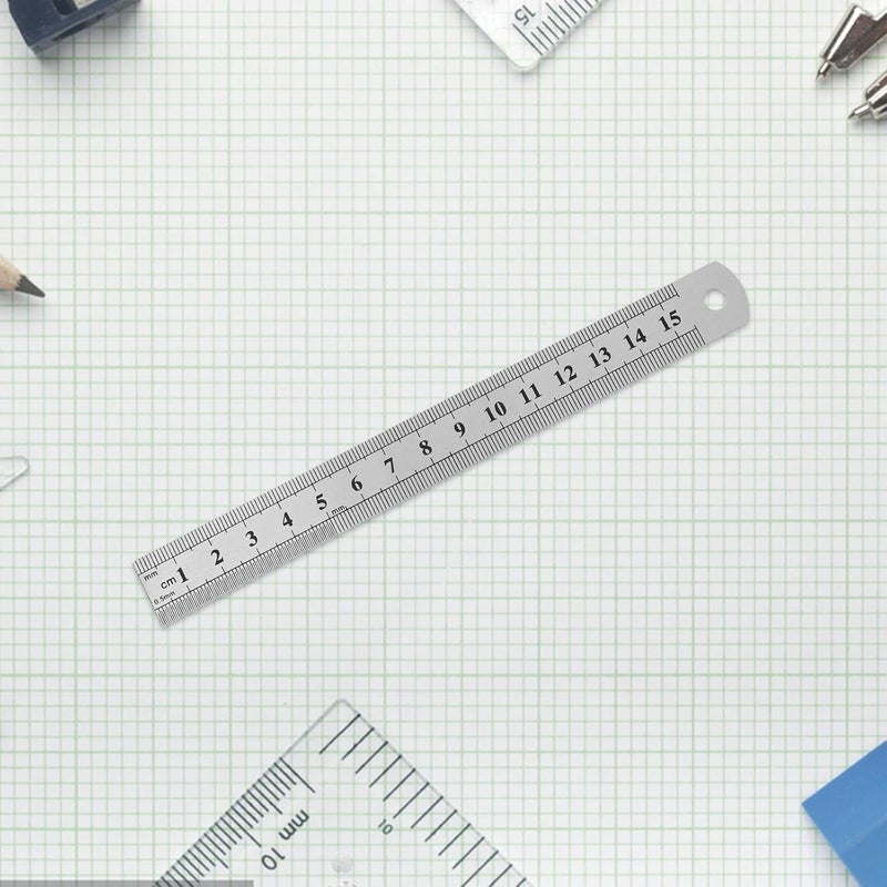 4pcs Stainless Steel Dual-Scale Measuring Ruler Set 15cm 20cm 30cm 40cm Precision Metal Rulers for School Office Engineering and Craft Layout Tools - Image 4