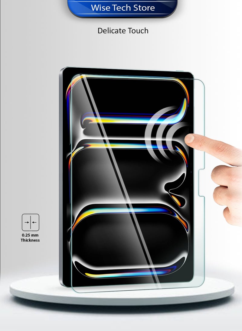 دبليو تيك حامي شاشة زجاجي مقسّى كامل بصلابة 9H لجهاز Apple iPad Pro 13 5G 2025 (M5) بقياس 13 بوصة من سلسلة WTech Premium بحواف منحنية (TSGPCN) - شفاف - Image 3