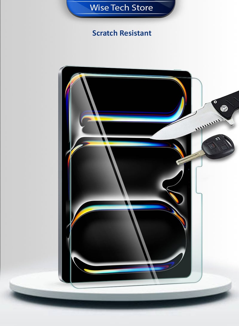 دبليو تيك حامي شاشة زجاجي مقسّى كامل بصلابة 9H لجهاز Apple iPad Pro 13 5G 2025 (M5) بقياس 13 بوصة من سلسلة WTech Premium بحواف منحنية (TSGPCN) - شفاف - Image 5