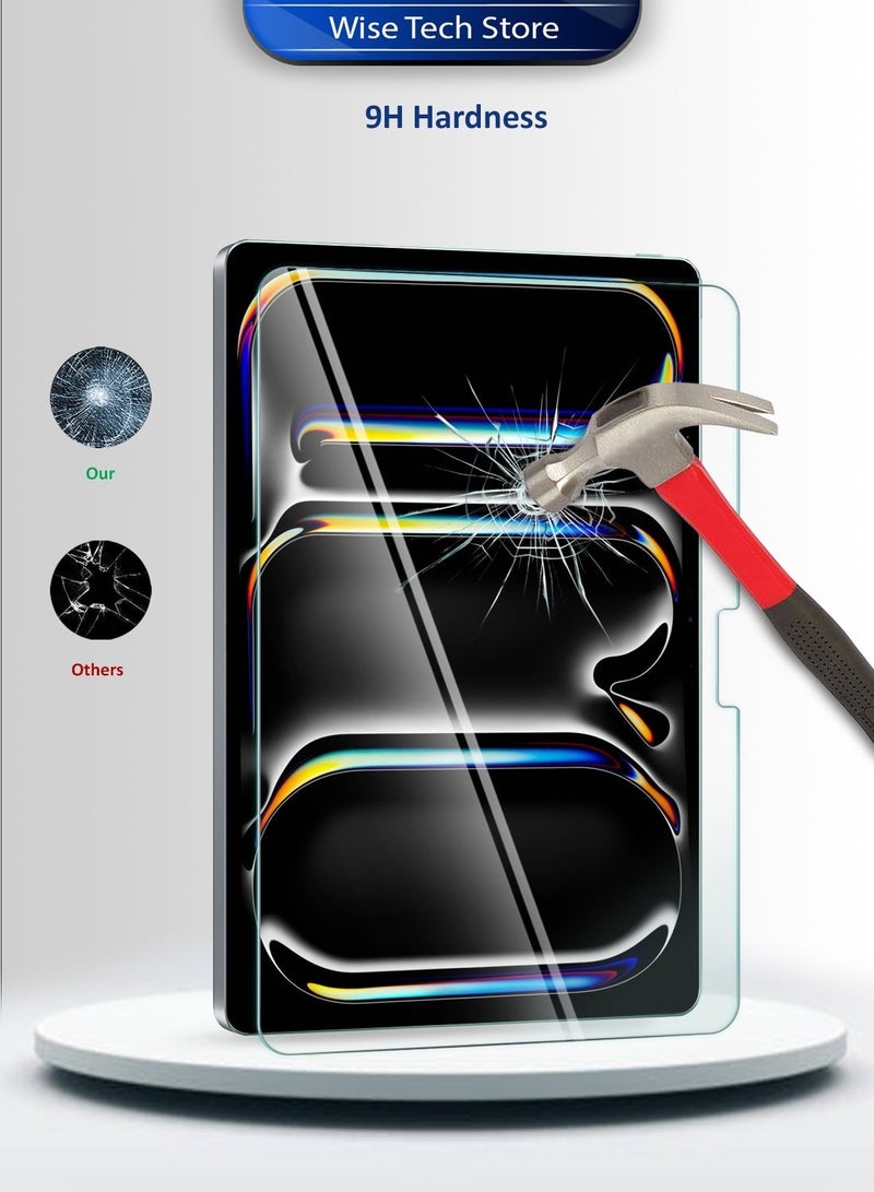 دبليو تيك حامي شاشة زجاجي مقسّى كامل بصلابة 9H لجهاز Apple iPad Pro 13 5G 2025 (M5) بقياس 13 بوصة من سلسلة WTech Premium بحواف منحنية (TSGPCN) - شفاف - Image 4