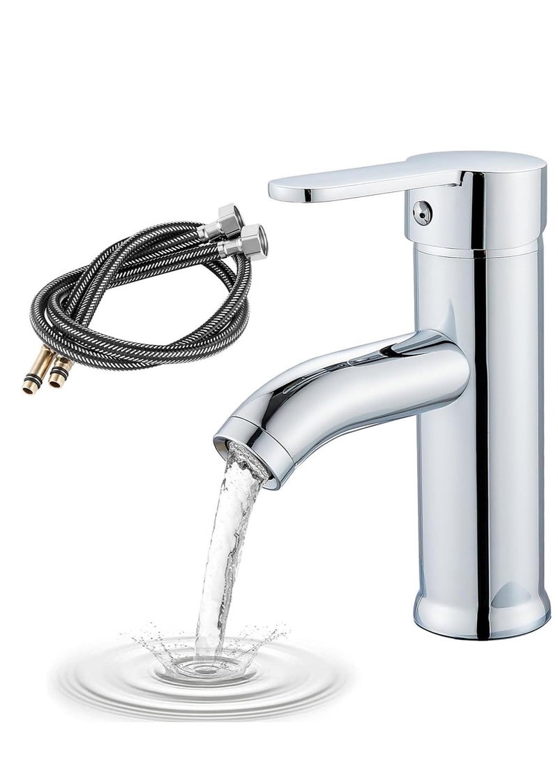 TRASSLE Bathroom Faucet,Bathroom Basin Faucet,Water Mixer Kitchen Hot and Cold Water, Single Tap for Sink, Bathroom Sink Faucets with Hoses - Image 1