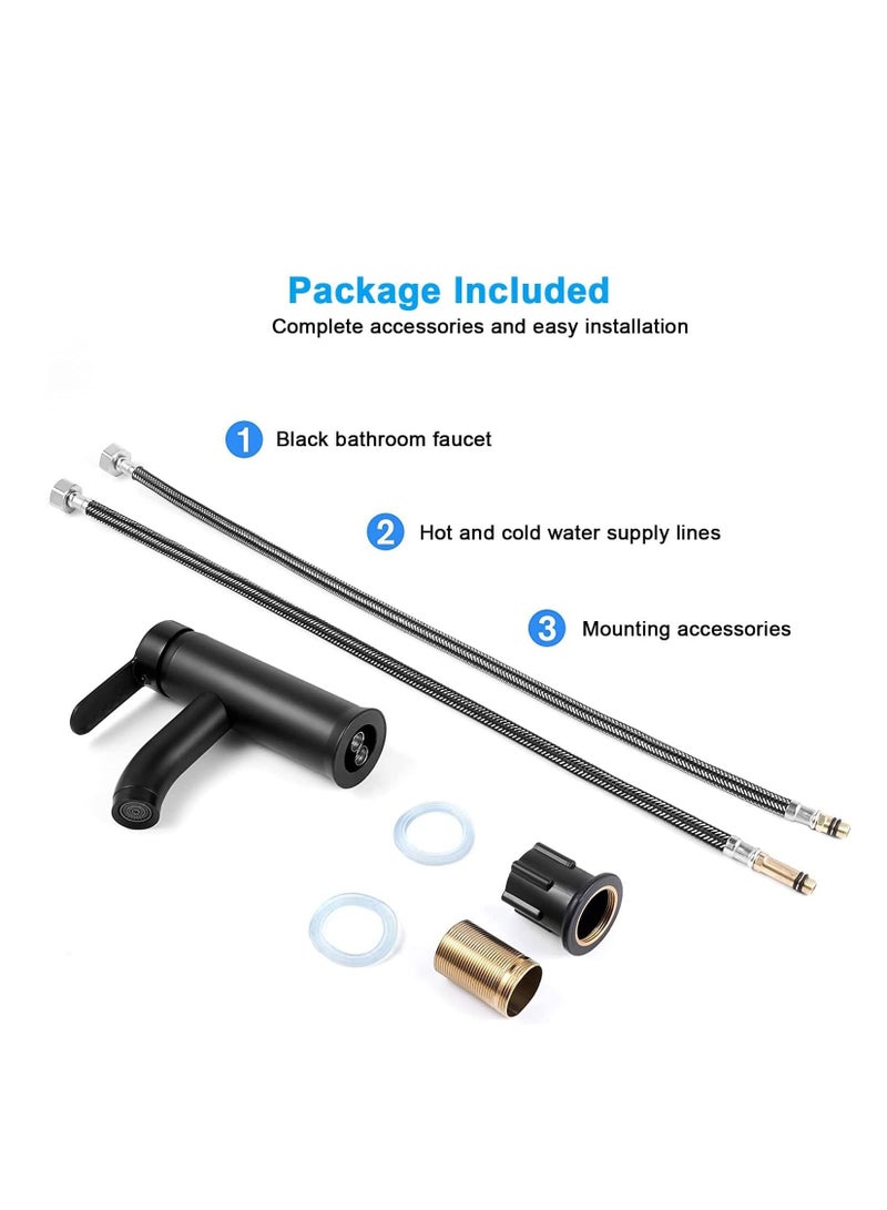 TRASSLE Bathroom Faucet,Bathroom Basin Faucet,Water Mixer Kitchen Hot and Cold Water, Single Tap for Sink, Bathroom Sink Faucets with Hoses - Image 2