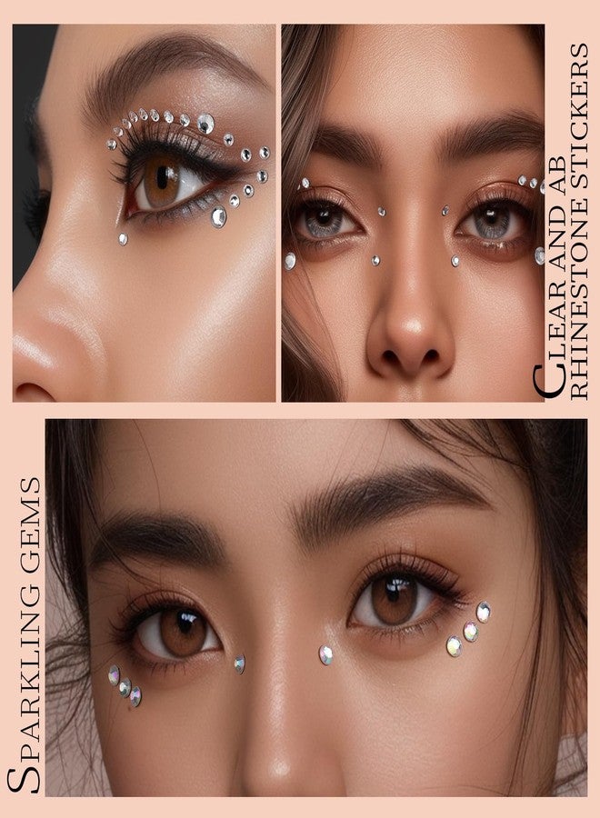 تينيتور مجموعة تينيتور من أحجار الوجه والشعر، 2032 قطعة، أحجار الراين ذاتية اللصق للوجه، مجوهرات للوجه والاحتفالات، أحجار لاصقة للوجه والمكياج والشعر والجسم، متوفرة بـ 7 أحجام. - Image 3