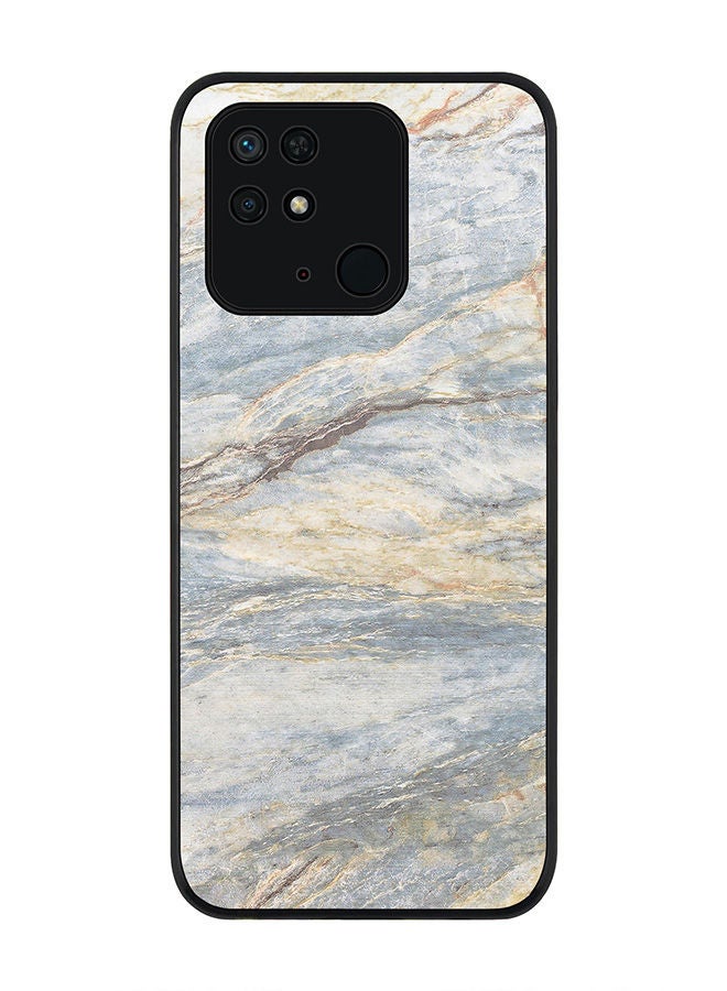 Stylizedd Rugged Black edge case for Redmi 10C 4G  Slim fit Soft Case Flexible Rubber Edges Anti Drop TPU Gel Thin Cover - Marble Print Grey Classic - Image 1