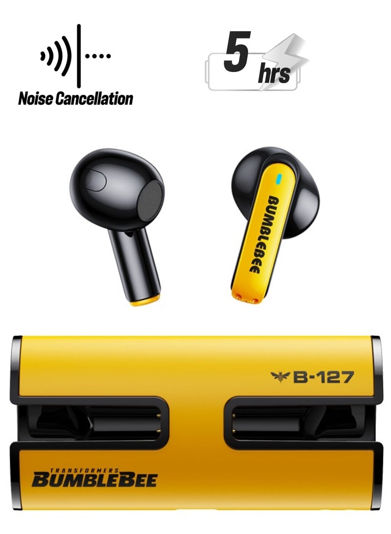 Transformers TF-T02 Bluetooth Wireless Headset HD Sound Quality Low Latency Bluetooth 5.3 Bumblebee Yellow - Image 1
