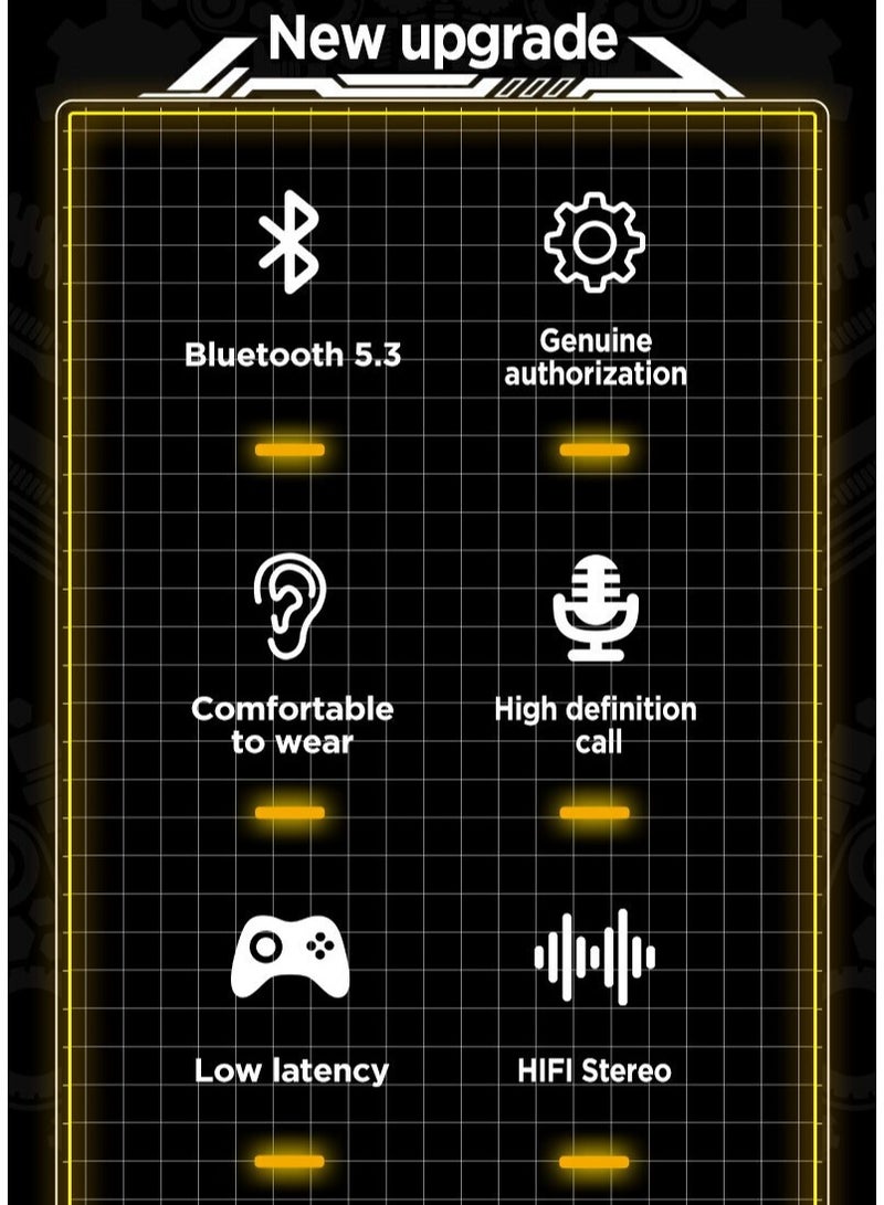 Transformers TF-T02 Bluetooth Wireless Headset HD Sound Quality Low Latency Bluetooth 5.3 Bumblebee Yellow - Image 3