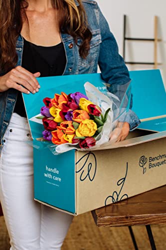Benchmark Bouquets - 20 Stem Rainbow Tulips (Glass Vase Included) - Fresh Flowers for Delivery - Gift for Birthday, Anniversary, Sympathy, Get Well, Congratulations - Image 2