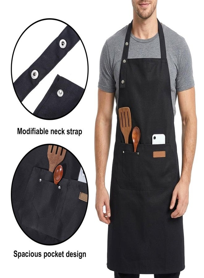 Exircy Chef Apron for Men Women with Pockets Adjustable Strap, Waterproof Art Aprons Black Buckle Straps Kitchen Apron for Painting Pottery Garden Baking Cafe Kitchen Cooking - Image 3