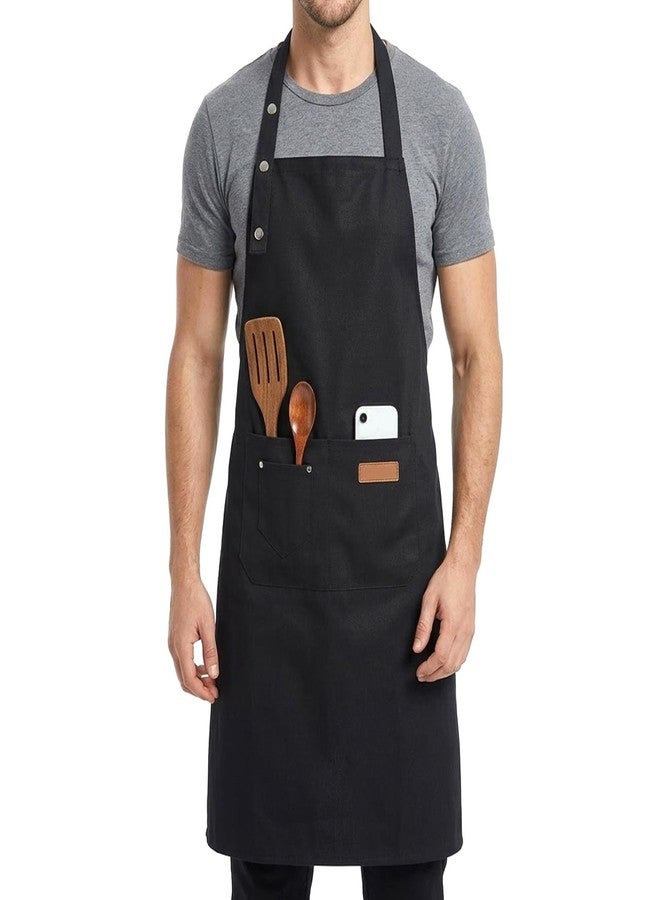 Exircy Chef Apron for Men Women with Pockets Adjustable Strap, Waterproof Art Aprons Black Buckle Straps Kitchen Apron for Painting Pottery Garden Baking Cafe Kitchen Cooking - Image 1