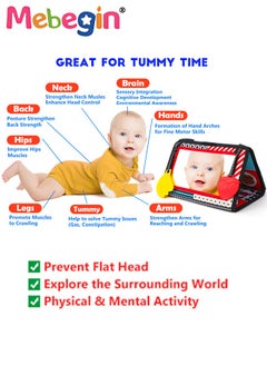 MEBEGIN Foldable Cloth Book with Mirror, Tummy Time Mirror Toys for Babies, High Contrast Baby Sensory Toys with Crinkle Cloth Book & Teethers, Montessori Toys, Creative Portable Baby Development Toy, Excellent Tool for Early Learning Education and Enlightenment  - Image 4