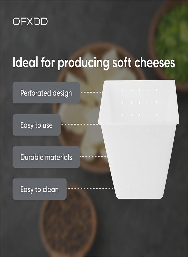 أوف إكس دي دي قالب جبن OFXDD لصنع الجبن - مستطيل، بلاستيك أبيض، 13.33 أونصة، لصنع الجبن الطري، الريكوتا، الفيتا، الكاممبير - Image 4