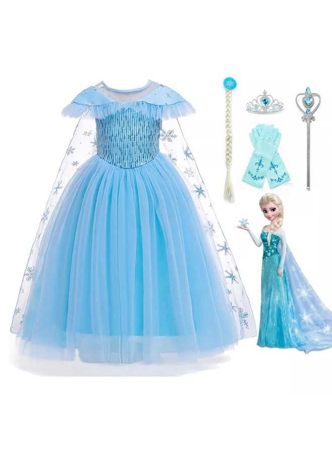 GGEROU Girls Elsa Princess Dress Princess Costume Birthday Evening Party Ball Gown with Accessories  - Image 1