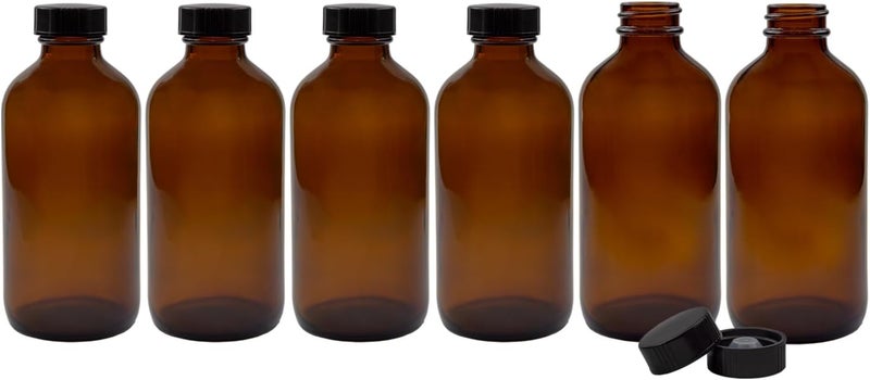 Cornucopia Brands Cornucopia 8-Ounce Amber Glass Bottles with Polycone Caps, 6-Pack - Image 1