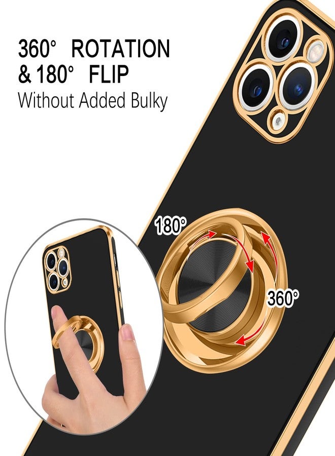 بنتوبين جراب BENTOBEN لهاتف iPhone 11 Pro Max، جراب هاتف iPhone 11 Pro Max، تصميم نحيف مع حامل حلقي، مقاوم للصدمات، مصنوع من مادة TPU الناعمة، غطاء واقٍ لهاتف iPhone 11 Pro Max مقاس 6.5 بوصة، أسود/ذهبي - Image 4