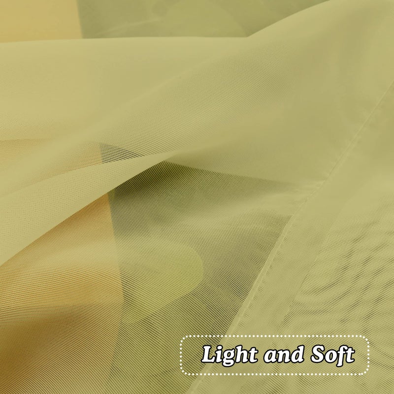 OVZME Mustard Yellow Window Valances Half Window Sheer Curtains  Modern Top Dual Rod Pocket Light Filtering Voile Drapes for Small Window Cafe Sheer Curtains 2 Panels  42W x 14L Inch - Image 5
