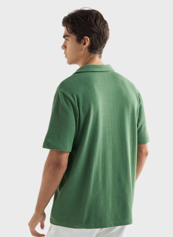 فاف Regular Fit Textured Camp Collar Shirt