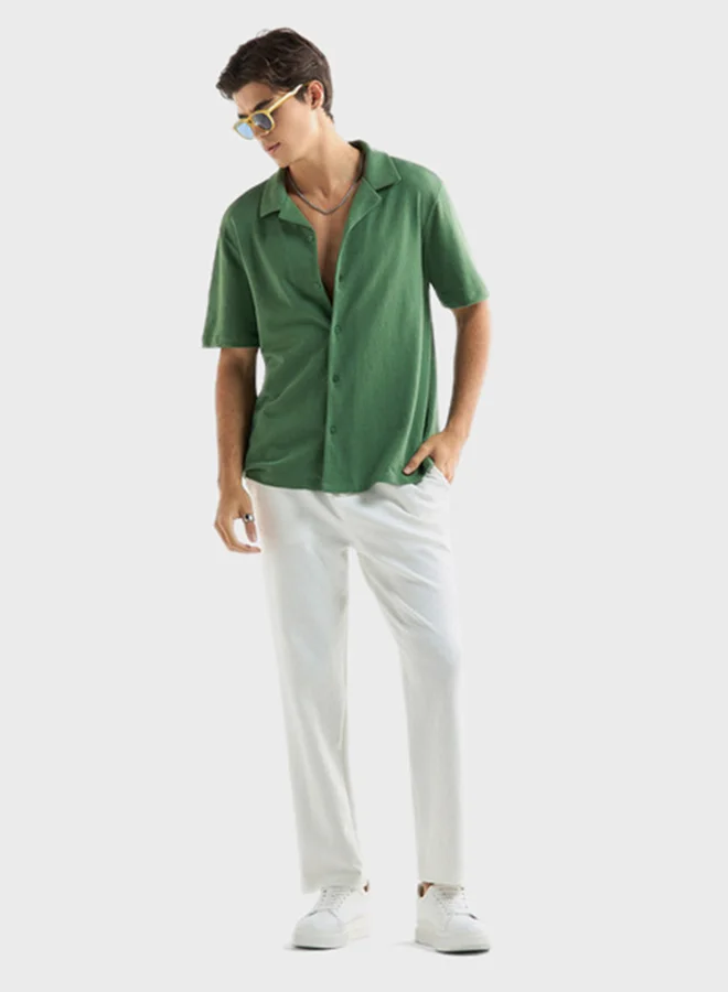 فاف Regular Fit Textured Camp Collar Shirt