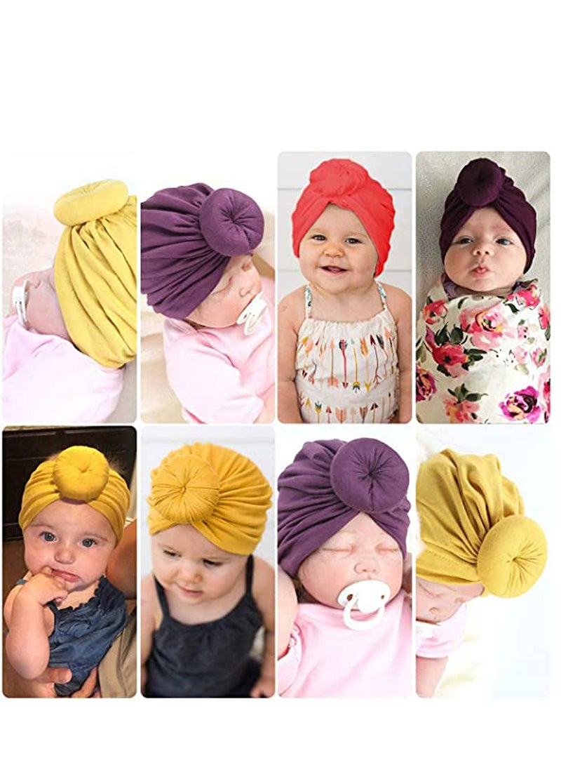 KASTWAVE 3 Pieces Nursery Turban Hat Cap, Beanie Bonnet with Knot Bow for Newborns Baby Girls Toddlers Infants, Soft Cute Toddler Cap - Image 5