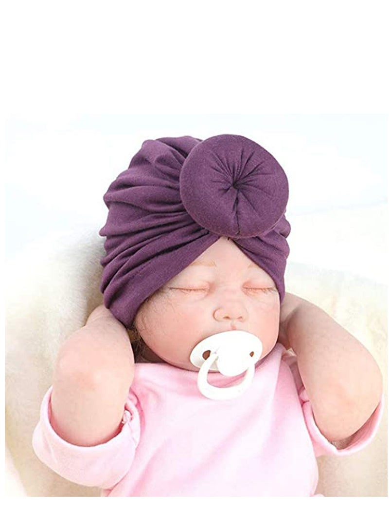 KASTWAVE 3 Pieces Nursery Turban Hat Cap, Beanie Bonnet with Knot Bow for Newborns Baby Girls Toddlers Infants, Soft Cute Toddler Cap - Image 3